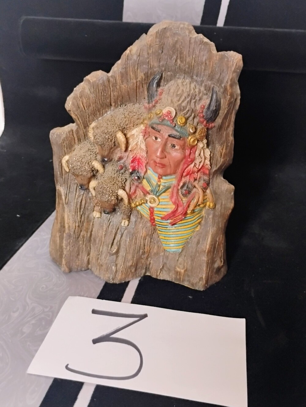 Native American With 3 Buffalo Figurine Old West Visions Limited Edition